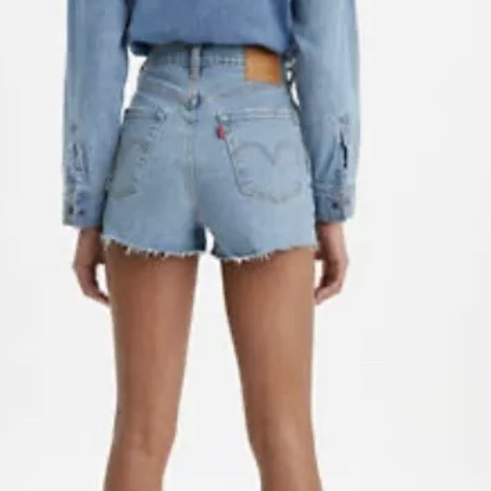 VHTF 29” High Waist Ripped Jean Shorts Button Fly - Picture 2 of 6